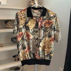 Lauren Lee So Awesome Vintage Blouse Tropical Print Sz 14